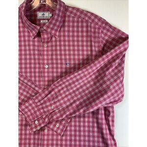 Southern Tide  Men’s Pink Blue White Plaid Long Sleeve Button Dwn Shirt Size XXL